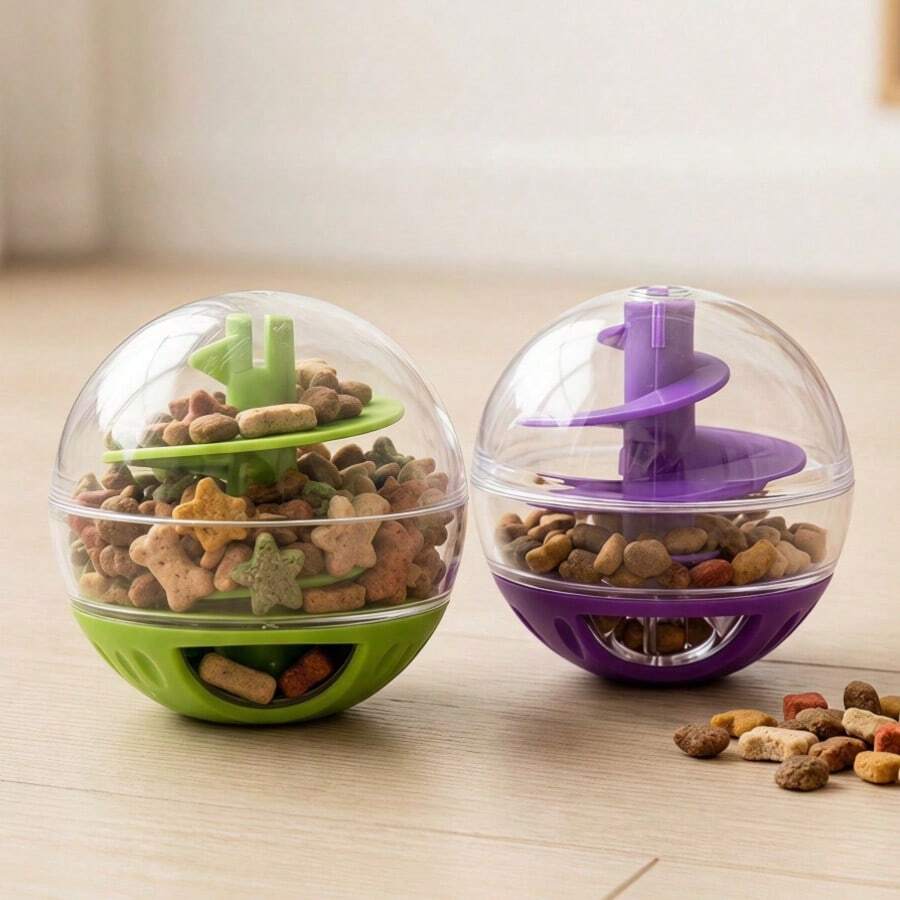 Cat Treat Dispenser Ball, Interactive Slow Feeder Ball, Durable Chew Training Toy, Rotating Treat Dispenser For Indoor Kittens Daily Activity - 500ml - View 1