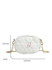 Heart Quilted Butterfly Mini Oval Crossbody Bag, Sweet Multi-Color Chain Purse For Girls, Coin Pouch Accessory - A - View 2