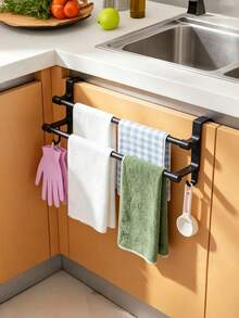 1/2 Piezas Toallero de Barra Única de 23cm/9.06 pulgadas, Material de Plástico, Montado en Puerta de Gabinete, Barra para Toallas, Estante para Paños de Cocina en Puerta de Gabinete, Estante Colgante para Paños de Cocina en Puerta de Gabinete, Estante para Tapas de Olla, Toallero sin Taladro, Estante de Almacenamiento de Cocina, Suministros de Cocina, Estante de Almacenamiento, Estante Colgante, Utensilios de Cocina, Estante de Almacenamiento de Cocina, Gadgets de Cocina, Toallero, Decoración de Baño, Accesorios de Baño, Almacenamiento de Cocina - A - Ver 6
