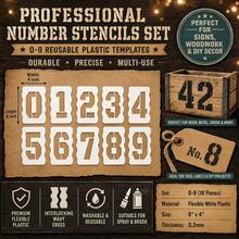 Curb Stencil Kit 0-9 Address Number Stencils, 20Pcs Reusable 14 Mil Mylar Plastic Templates For Painting On Road, Wall, Wood, Mailbox - Number 4 Letter Stencil Set - View 1