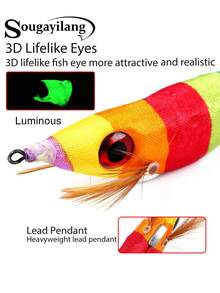 SOUGAYILANG 10PCS 10g Glow Squid Jig Egi Lure, Realistic Shrimp Artificial Bait Double Squid Hook For Night Saltwater Squid Cuttlefish Fishing - 10pcs-assorted Colors - View 7