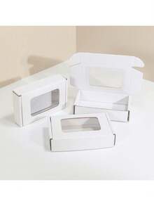 10pcs White Window Paper Box, Visible Window Express Packaging Box, Packing Material, Packaging Box, Gift Box, Corrugated Cardboard Box, Express Box, Packing Box, Airplane Box, Corrugated Paper Box, Postal Cardboard Box - Multicolor - View 4