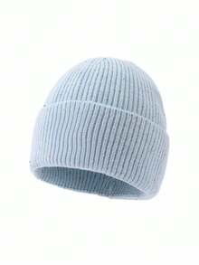 1pc Women's Fashion Versatile Colorful Sheer Knit Beanie Hat, Warm Woolen Cap For Autumn/Winter Daily Wear And Outfits - A - View 4