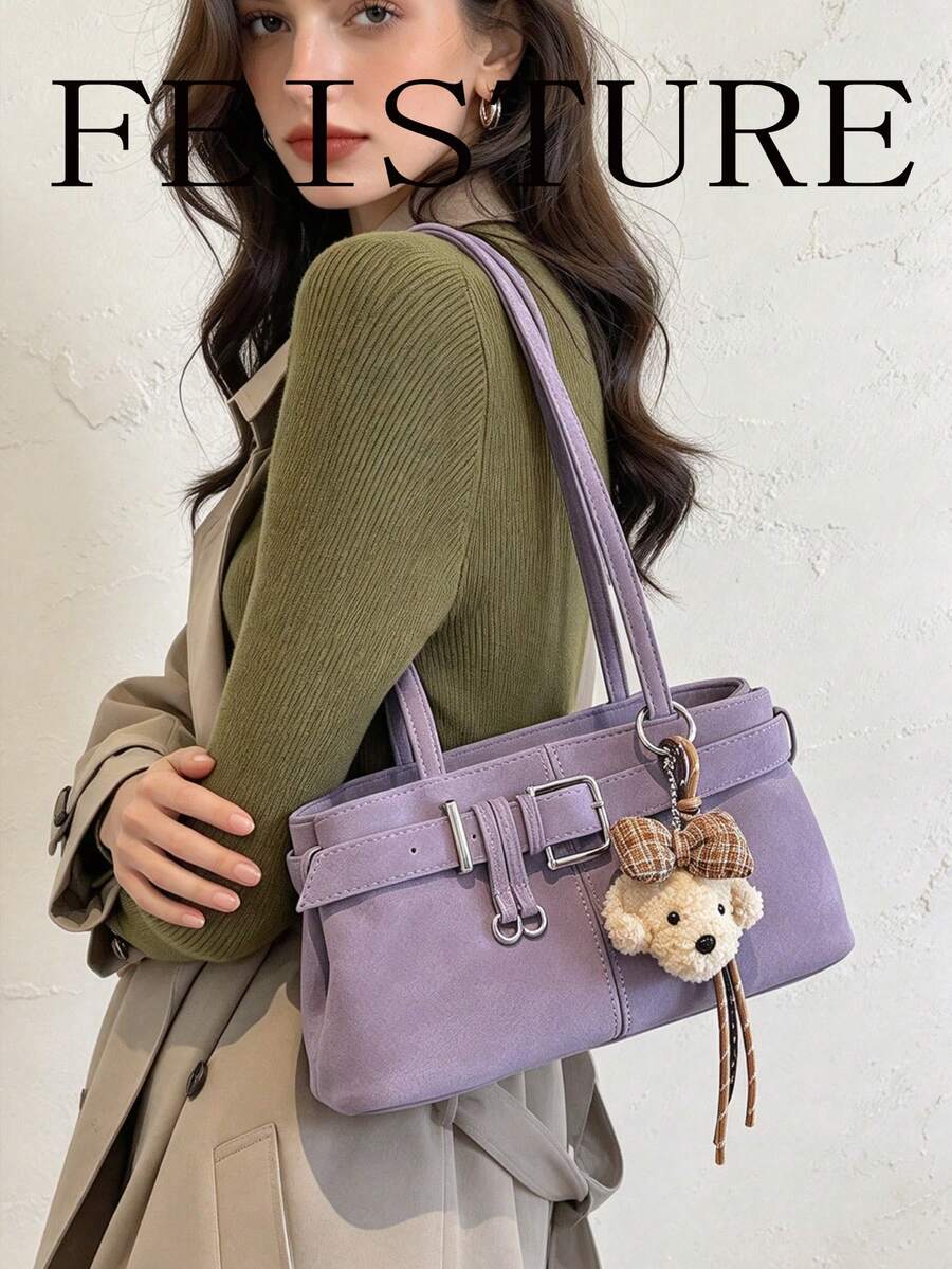 FEISTURE 1件裝時尚女款腋下肩背包，附裝飾肩帶，適合日常出遊、約會、通勤