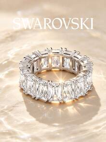 SWAROVSKI 5572695 Crystal Pave Curved Wave Open Bangle Bracelet Birthday Gift For Girlfriend - Silver - View 4