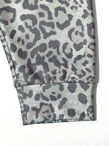 Women's Y2K High Street Kangaroo Pocket Sweatshirt, Women's Leopard Print Long Sleeve Jacket Spring Sports - Grey - View 6