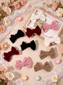 10Pcs Mixed Colors Velvet Hair Bows For Girls Soft Sweet Cute Alligator Clips Fall Winter Party Gift Daily Casual Hair Clips Kids Hair Accessories - Multicolor - View 3