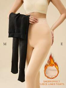MOIRÉALLURE 1Pair FLEECE-LINED TIGHTS For Daily Life - Multicolor - View 1