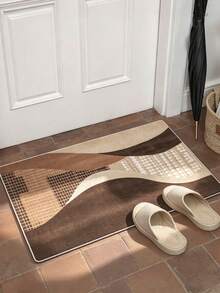 1pc Minimalist Geometric Line Print Pattern, Simple Long Runner Rug, Easy To Clean Long Runner Carpet, Suitable For Kitchen, Dining Room, Hallway, Corridor And Other Indoor Spaces, All Season Use - Brown - View 7