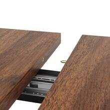 Extendable Dining Table / Elegant, Modern Dining Table / Space-Saving Kitchen Table / With Cross-Shaped Design / The Tabletop Extends To 160 Cm / Suitable For Dining Rooms, Living Rooms, Studies - Walnut+Black + MDF+Metal - View 3