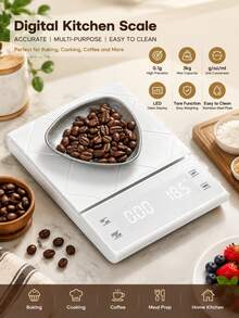1pc High Precision Digital Kitchen Scale, Food Scale, Coffee Scale, Electronic Baking Scale, Meal Prep Scale, Cooking Scale, Coffee Lover Tool, Precise Weighing Kitchen Gadget, Suitable For Baking, Cooking, Coffee Making, Home Kitchen Essential, Space-Saving Design, Modern Kitchen Gadget, Portable Mini Design, Easy To Clean Kitchen Accessory, Home Ingredient Weighing Tool, 0.1g Precision, 3kg/5kg/10kg Capacity, LCD Backlight, Battery Powered, Stainless Steel Weighing Plate - Multicolor Electronic Scale - View 12