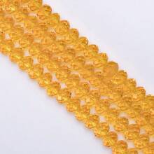 手工珠飾用扁圓玻璃珠 8mm/6mm/4mm (60/80/115顆) 可重複使用散珠 DIY 手作配件，亮面藍綠色 - 橘黃 - 查看 3