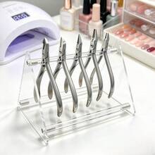 1pc Transparent Acrylic Nail Clipper Storage Rack, Triangular Nail Art Tool Display Stand, Large Capacity Dental Pliers Display Rack, Desktop Nail Clipper Organizer - Multicolor - View 6