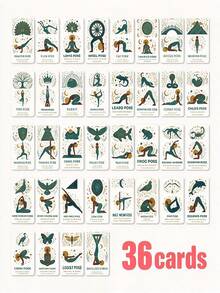 36 Mini Yoga Cards, Yoga Poses Learning Cards, Mindfulness Meditation Flashcards With Positive Affirmations - Birthday Gift For Yoga Lovers, Suitable For Yoga And Yoga Classes - Featuring Fun Cartoon Yoga Poses, Colorful Designs, Including Animal Yoga Illustrations - Multicolor - View 3