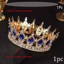 1pc Rhinestone Baroque Style Beauty Pageant Crown, Shiny Princess/Queen Cake Topper Decoration - Multicolor - View 18