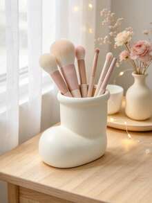 1pc Boot Shaped Makeup Organizer, Red Matte Brush Holder, Cute Novelty Vanity Storage For Desk & Shelf,Novelty Makeup Storage, Cute Vanity Decor, Unique Gift, Desk Accessory. - Multicolor - View 9