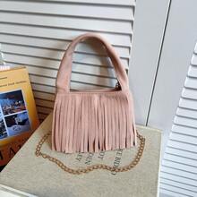 1pc Girls Vintage Tassel Mini Handbag, Detachable Chain Shoulder Crossbody Bag, Versatile Small Bag - A - View 10