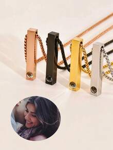 Customized Personalized Projection Photo Necklace For Men, Couples, Fathers And Boyfriends, Jewelry Gift For Halloween, Christmas - Multicolor-style 1 - View 4