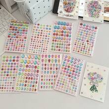 1350Pcs 9 Sheets Bling Diamond Jewel Stickers For Children, Self Adhesive Assorted Shape Rhinestone Stickers, DIY Art Decor Stickers For Kids Craft & Back To School Gift - Multicolor - View 6