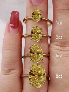 1ct/2ct/5ct Sparkling Oval Engagement Ring/Wedding Ring, Women's Promise Ring/Eternity Ring, Exquisite Jewelry Gift - Gold - View 3