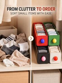 1pc Colorful Rectangular Desktop Storage Drawer Organizer, Smooth Sliding Compartments, Can Store Socks, Underwear, Cosmetics, Stationery And Accessories, Stackable Bedroom Storage Box, Suitable For Dorm, Closet, Office And Bathroom, Christmas Winter Home Storage - Multicolor - View 9
