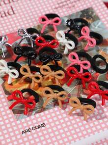 12pcs Girls Bow Hair Ties High Elasticity Durable Hair Accessories Thumb Hair Bands Suitable For Holiday/Daily Use - Multicolor - View 6