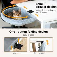 Plush Desktop Cat Bed, Cat Hammock, Indoor Comfortable Cat Perch, Space-Saving Foldable Design, Suitable For Desk And Home Office Environment - 45*43cm/17.7*16.9in - View 9