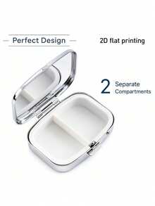 1/2/3pcs Elegant Square Metal Pill Box With Embossed Sun And Moon Pattern, Portable Dual Compartment Storage Box For Organizing Medication, Vitamins And Accessories, Pocket Size, Durable And Portable - Multicolor - View 10