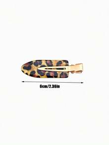 4/2pcs Minimalist Versatile Elegant Coffee Color Leopard Print Seamless Duckbill Hair Clips - Multicolor - View 9