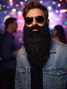 1pc Long Waterfall Beard, Natural Worn Effect, Suitable For Halloween, Christmas Costume Party, Beard Mask, Cosplay - Multicolor - View 8