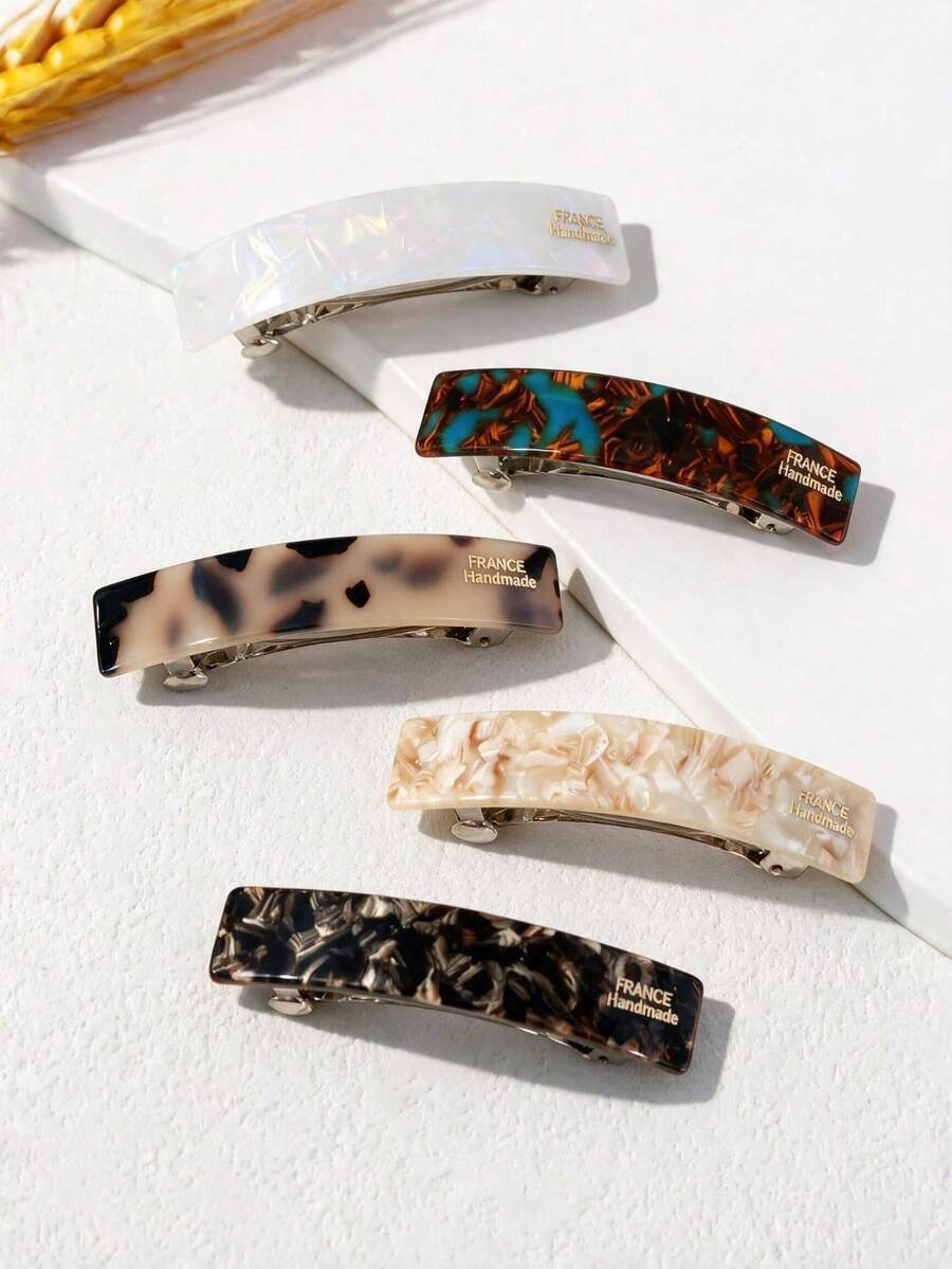 5pcs Women's Multi-Color Elegant High-End Versatile Long Leopard Print Ponytail Spring Hair Clips - Multicolor - View 1