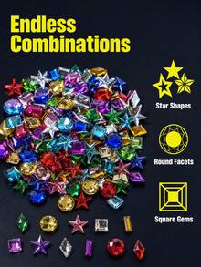Rhinestone Akrilik Pipih Berkilau, Batu Permata Asimetris Warna Campuran, 50/100/200 buah Aksesori Perhiasan DIY, Cocok untuk Perhiasan dan Dekorasi Buatan Tangan - MultiWarna - View 6