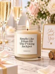 Personalized Engagement Candle Labels - "He Hit The Jackpot" Fun Engagement Gift For Couples; "Future Mrs. [Name]" Fun Gift For The Bride-To-Be - Multicolor - View 7