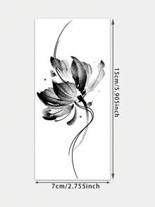 1pc Herbal Temporary Tattoo Sticker, Ink Dotwork Lotus With Flowing Line Pattern, Realistic Fake Tattoo Design, Ideal For Daily Wear, Bachelorette Party Favors, Music Festivals, Games, Graduation Gifts, Lasts 7-14 Days - Black - View 6