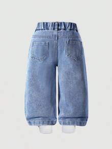 Infant Fashion Denim Jeans, Baby Boy Spring/Autumn New Loose Casual Straight Leg Pants - Blue - View 3