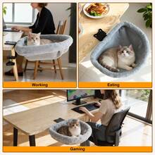 Plush Desktop Cat Bed, Cat Hammock, Indoor Comfortable Cat Perch, Space-Saving Foldable Design, Suitable For Desk And Home Office Environment - 45*43cm/17.7*16.9in - View 8