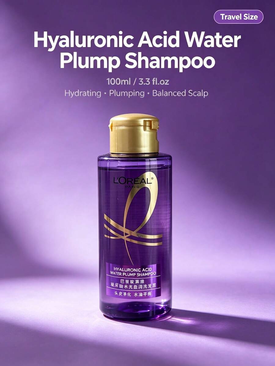 L’Oreal Paris L'Oreal - 100ml - Ukuran Travel, Sampo Asam Hialuronat, Pengontrol Minyak, Penambah Volume, Memperbaiki Rambut Rusak, Halus & Berkilau - 100ml - Ukuran Perjalanan - View 1