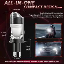 H4 Motorcycle/Car Projector Lens LED Headlight Bulb 300W Canbus Turbo 6000K H4 High/Low Beam Fog Light LED Diode Plug And Play 12V 24V - H4*1 for Moto - View 3