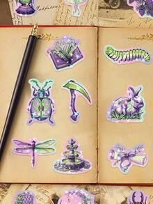 50pcs Purple And Green Forest Stickers, Waterproof Vinyl Aesthetic Graffiti Stickers For Water Bottles, Scrapbooking, Phone Cases, Tablets, Laptops, Cars, Books, Helmets, Notebooks, Skateboards, Guitars, Computers - Multicolor - View 7