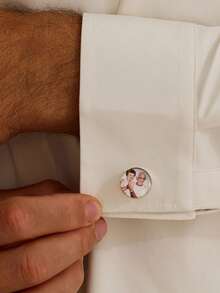Custom Photo Cufflinks (1 Pair) Personalized Picture Shirt Cufflinks Stainless Steel Material Suitable For Groom And Groomsmen Customized Commemorative Gift, Also A Great Birthday, Holiday, Anniversary Or Wedding Gift For Men - Multicolor - View 12