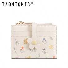 Women's Small Foldable Wallet, Cute Floral PU Material Wristlet, Portable Card Holder, 3D Flower Decor, Multi-Card Slots, ID Window, Coin Purse - Multicolor - View 15