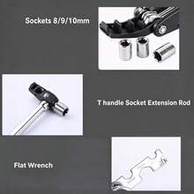 16 In 1 Portable Foldable High Carbon Steel Bicycle Multi Repair Tool, Outdoor Cycling Style Black Compact Shape Hex Wrench Screwdriver Socket Hand Tool For Mountain Road Bike Motorcycle Emergency Maintenance - 1 - View 13