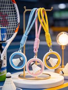 1pc Rotatable Shuttlecock Keychain, Mini Badminton Bag Charm Pendant, Sports Style Key Ring Accessory, Backpack Hanging Decor, Creative Gift For Badminton Fans Players - Multicolor - View 8