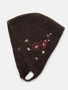 Autumn Hot-Selling New Women's Knitted Vintage Knit Hat, Warm Woolen Embroidered Simple Floral Headscarf Hairband - Multicolor - View 9