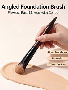 1pc Wooden Handle Triangle Sloped Concealer Brush, Contour Brush, Blush Brush, Multi-Function Makeup Brush, Portable Beauty Tool For Beginners - Multicolor - View 7