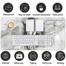 Alas Meja Kulit PU Malaikat Gotik Abu-abu, Alas Mouse Anti Selip Tahan Air Ukuran Besar, Pelindung Meja Pola Sayap Gadis Berbalut Perban Sketsa Vintage, Alas Keyboard Manga Estetika Gelap untuk Dekorasi Meja Belajar dan Bermain Game - View 8