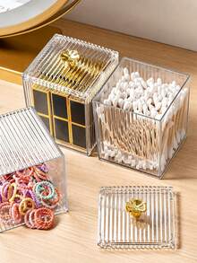 Clear Acrylic Box Jewelry Cosmetic Storage For Women Makeup Organizer Pad Lipstick Earring Ring Desktop Vanity Countertop Elegant Transparent Home Storage Container For Dressing Table Room Home Bathroom Kitchen Decor Travel Essentials Accessories - Multicolor - View 9