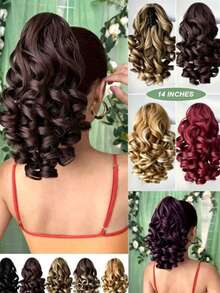1 Piece Curler Ponytail Extension, Synthetic Fluffy Wavy Ponytail Wig, Suitable For Women, Summer Beach Holiday Hair Accessories, - Multicolor - View 1