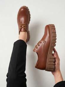 Women Oxfords Shoes - Camel - View 1