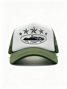 Trucker Hat For Men Women, 5 Star Graphic Print Mesh Baseball Cap, Casual Adjustable Snapback Cap Outdoor Streetwear - Sponge Mesh Cap - View 15